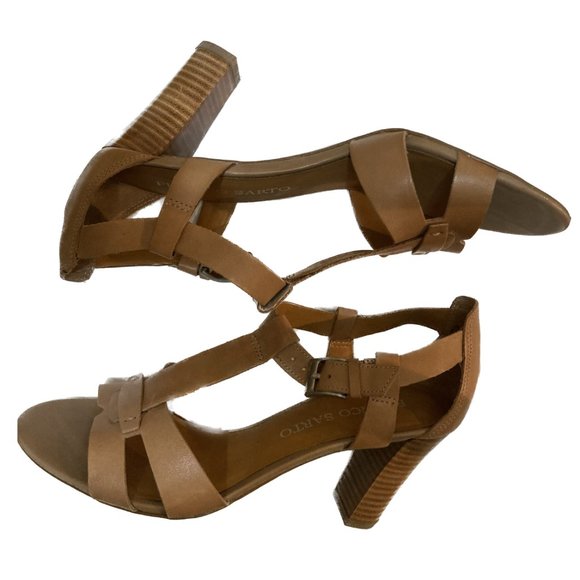 Franco Sarto Tan Leather Sandals - Picture 1 of 3